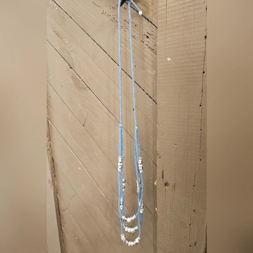 J. Jill Blue Suede and Silver Layered Necklace - Picture 3 of 4